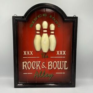 The Rock & Bowl Alley Plaque Wall Decor 2005 Pins‎ Are 3D ~16"x12"